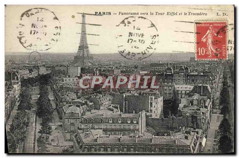 CPA Paris Panorama Vers Tour Eiffel et le Trocadero