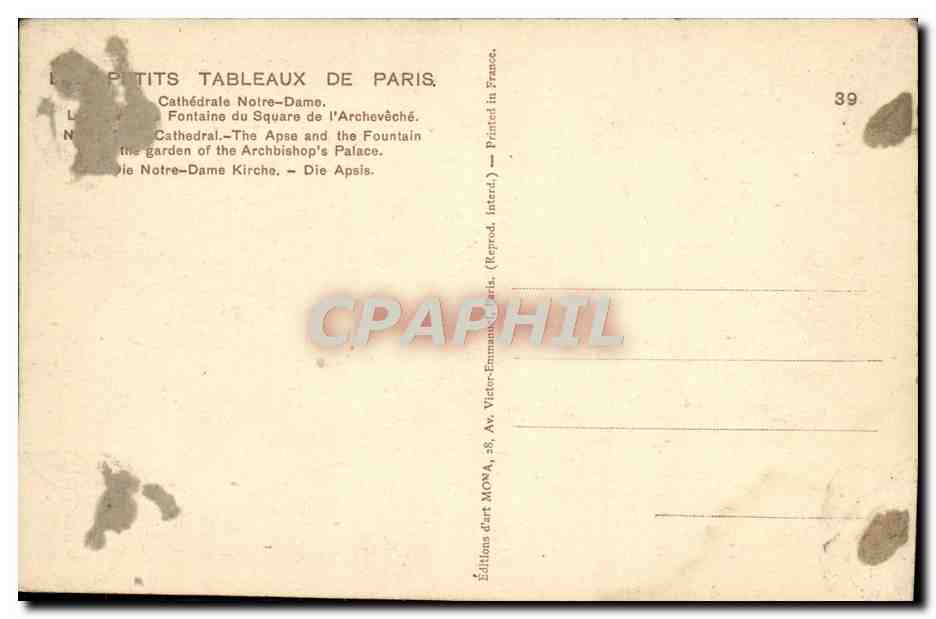 CPA Paris Notre Dame — Verso