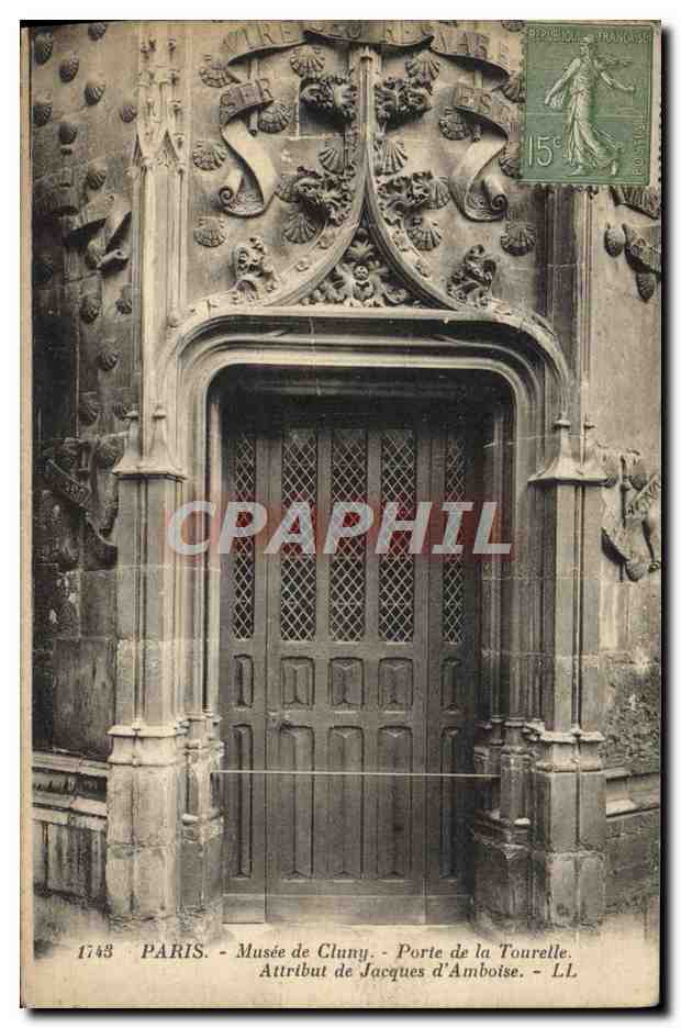 CPA Paris Musee du Cluny Porte de la Tourelle Attribut de Jacques d'Amboise