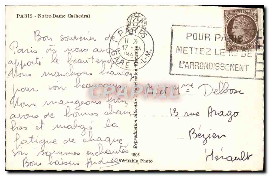 Paris - Notre-Dame — vue du fleuve — éditeur Canis — Verso