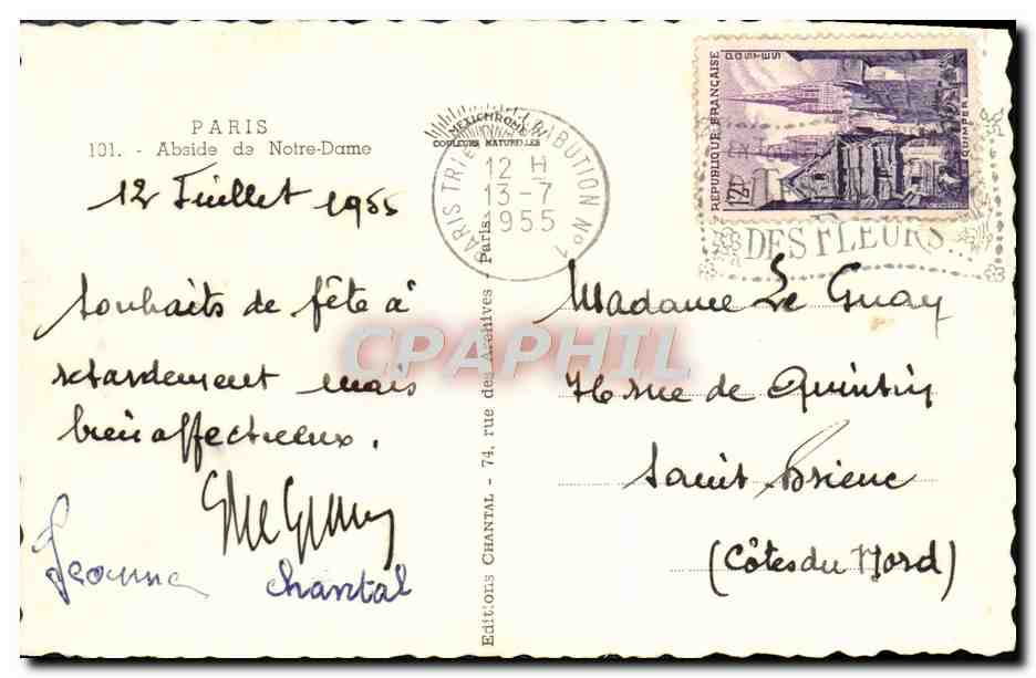 CPM Paris Abside de Notre Dame  — Verso