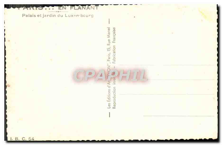CPM Paris En Flanant Palais et jardin du Luxembourg  — Verso