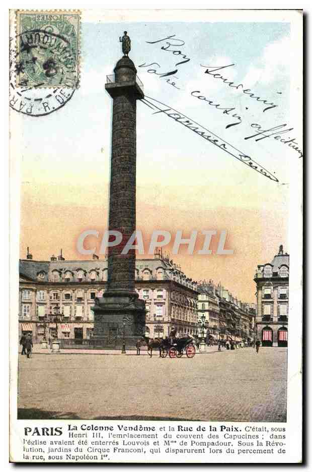 CPA Paris La Colonne Vendome et la Rue de la Paix 