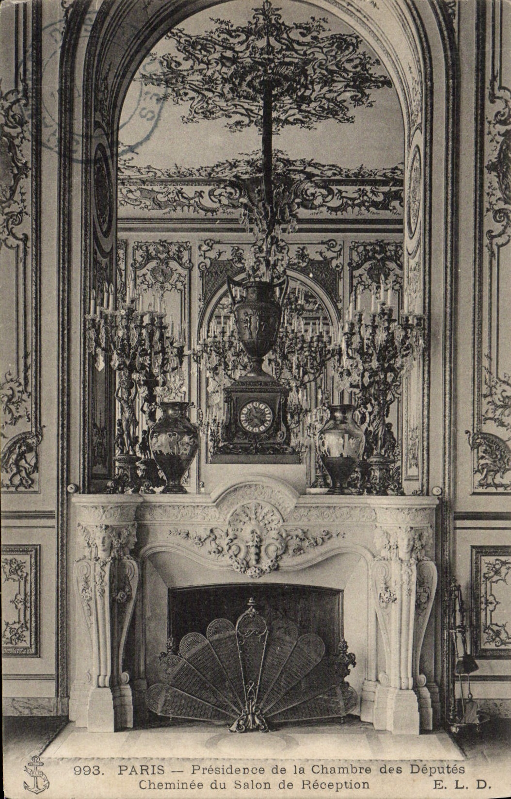 CPA Paris Presidence de la Chambre des Deputes Cheminee du salon de reception