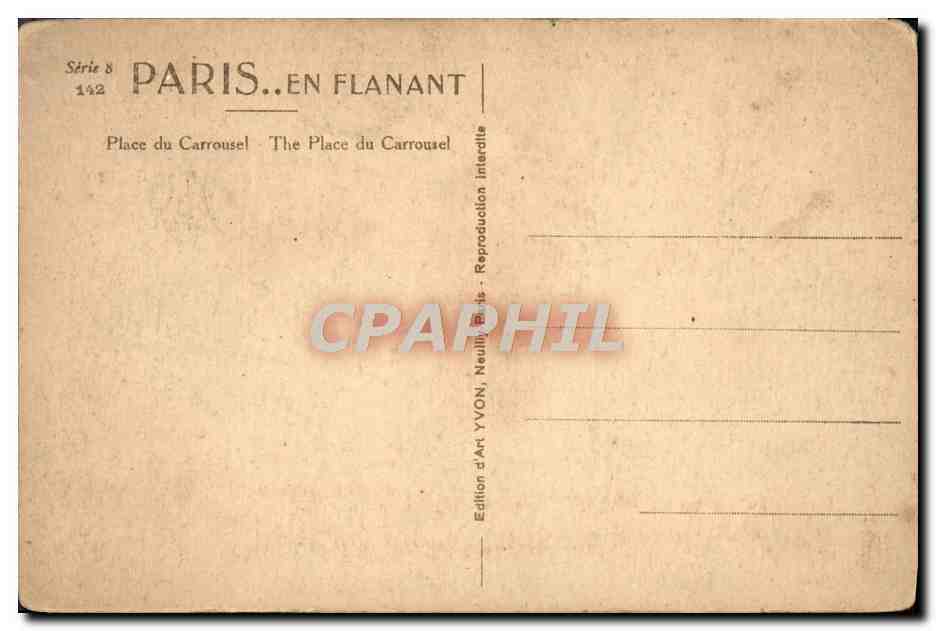 CPA Paris en Flanant Place du Carrousel  — Rückseite