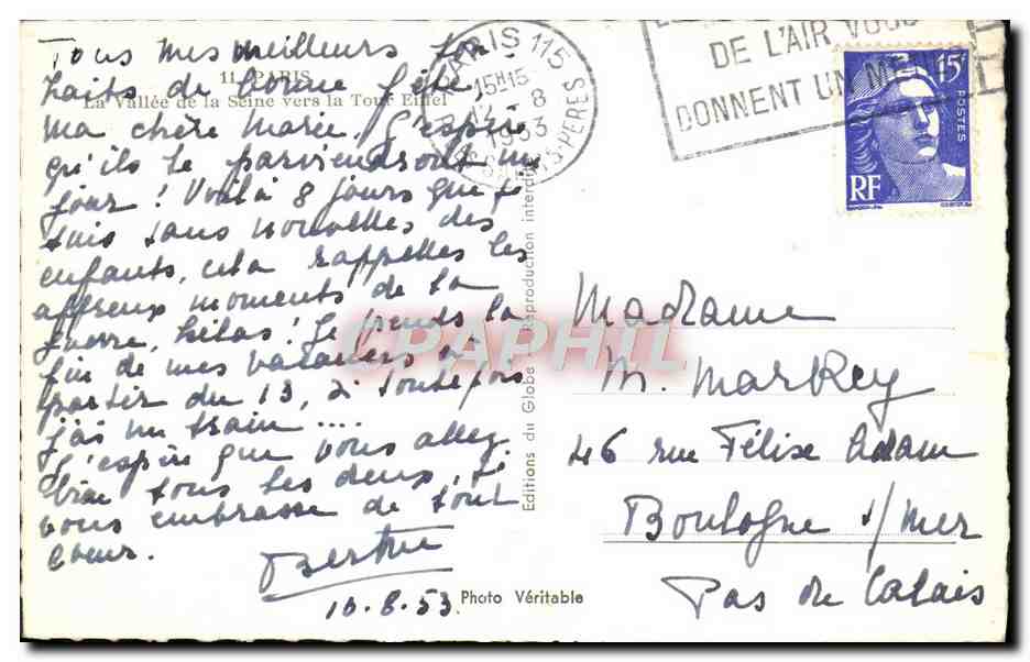 Vue de la Vallée de la Seine vers la Tour Eiffel — Éditions du Globe — Reverso