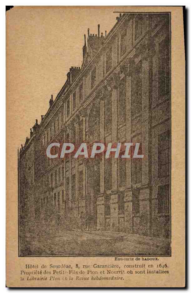 Hôtel de Sourdéac, 8 rue Garancière — Hotel construido en 1646, propiedad de los Petits-Fils de Plon, alberga la Librairie Plon y la Revue Hebdomadaire — editor desconocido, número de serie no visible