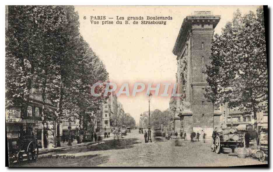 CPA Paris Les grands Boulevards Vue prise du Bd de Strasbourg 