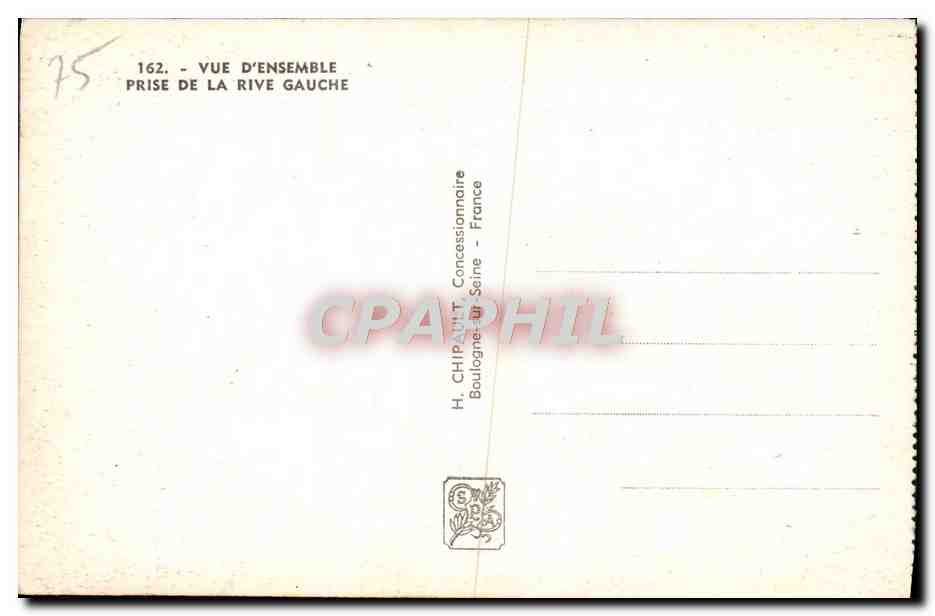 CPA Exposition Internationale Paris 1937 Vue d'ensemble prise de la rive gauche  — Rückseite