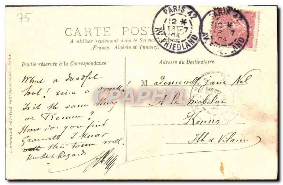 CPA Paris Le Petit Palais  — Rückseite