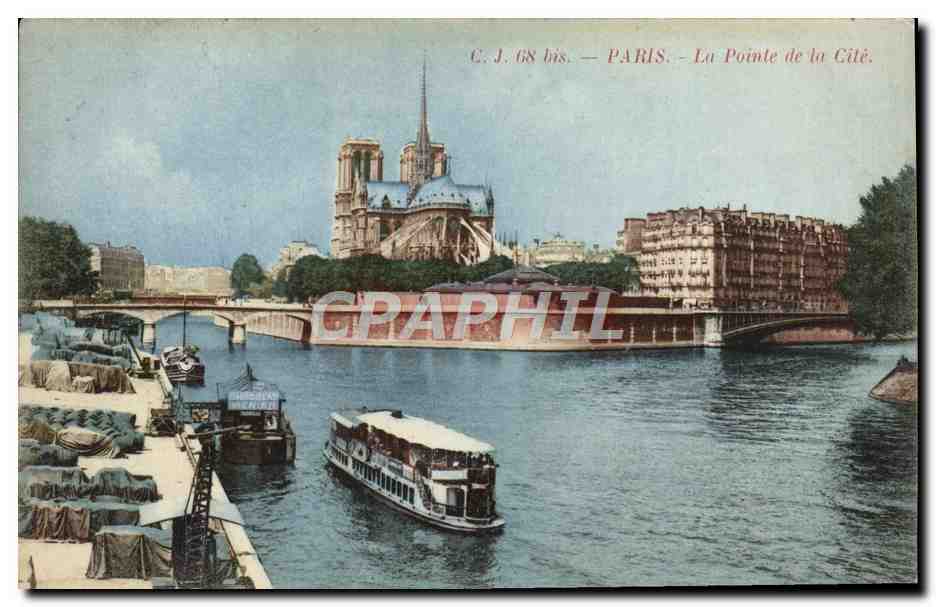 CPA Paris La Pointe de la Cite Bateau Peniche