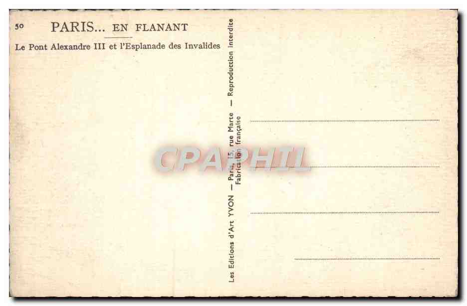 CPA Paris En Flanant Le Pont Alexandre lll et l'Esplanade des Invalides  — Rückseite