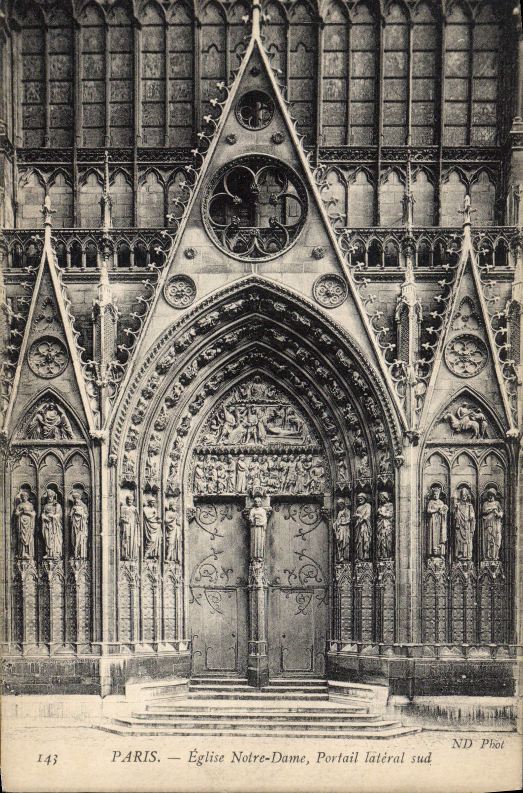 CPA Paris Eglise Notre Dame Portail lateral sud