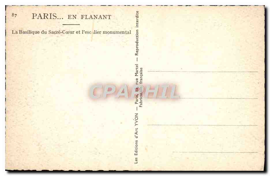 CPA Paris en Flanant La Basilique du Sacre Couer et l'escalier monumental  — Rückseite