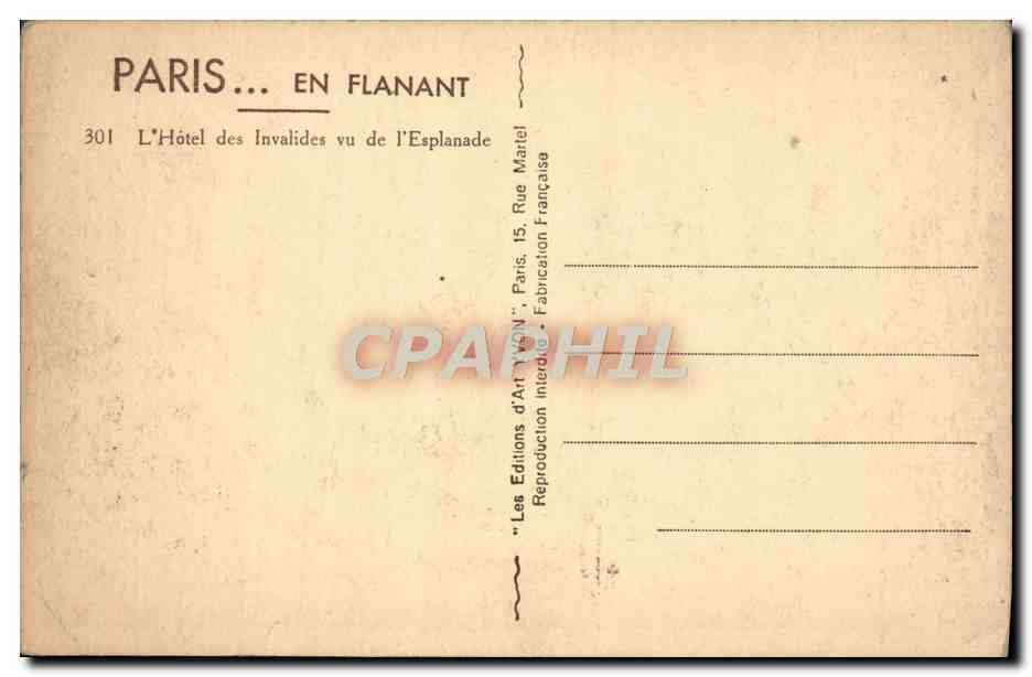 CPA Paris en Flanant L'Hotel des Invalides vu de l'Esplanade  — Rückseite