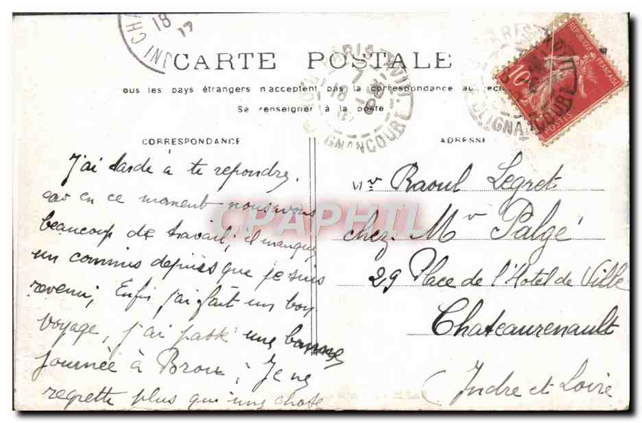 CPA Paris Avenue des Champs Elysees  — Rückseite