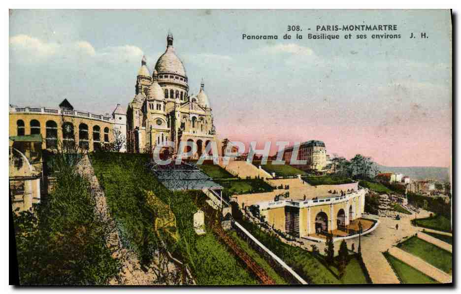 Paris-Montmartre — Panorama de la Basilique et ses environs — J. H. n° 308