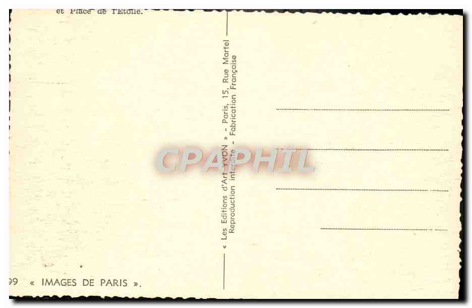 CPA Paris Place de l'Etoile  — Rückseite