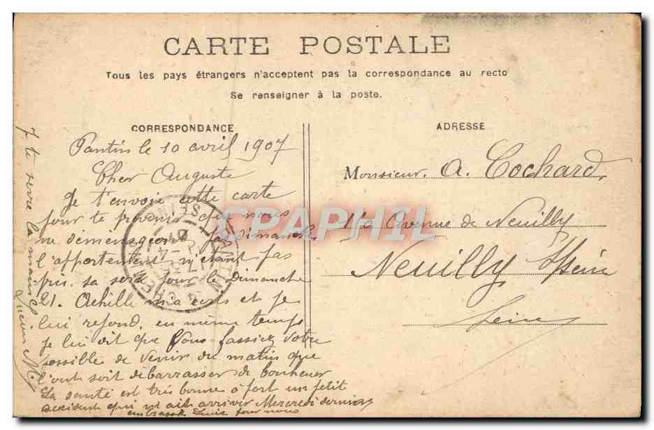 CPA Paris Tour Eiffel Bateau Peniche  — Rückseite