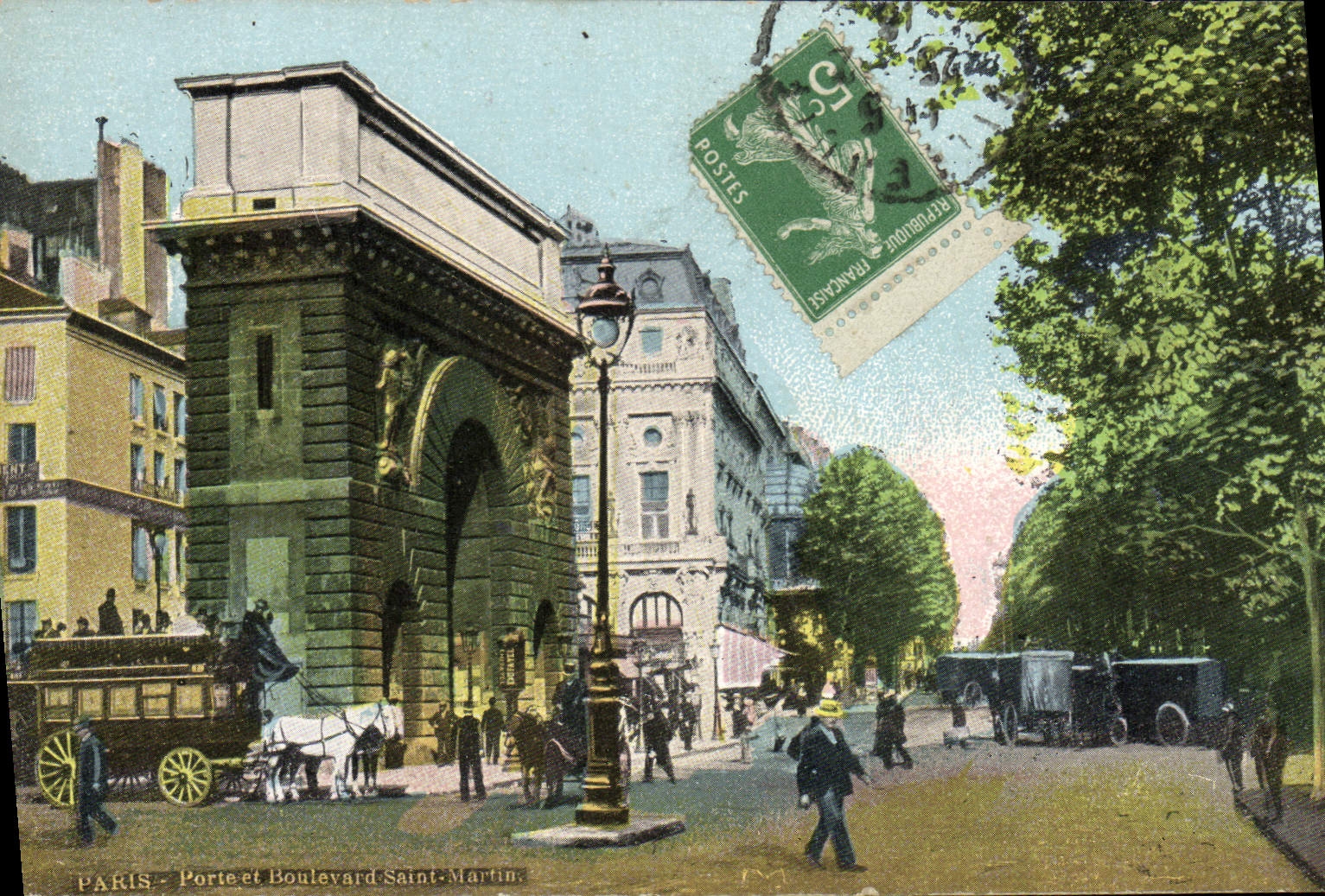 CPA Paris Porte et Boulevard Saint Martin 