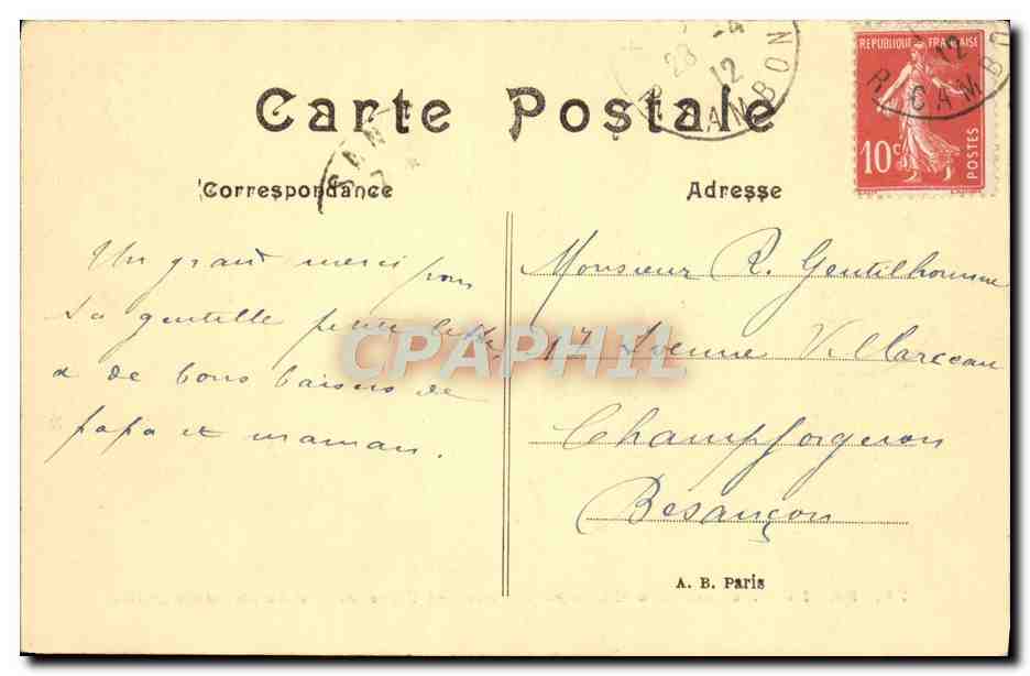 CPA Paris Avenue des Champs Elysees et l'Arc de Triomphe de l'Etoile  — Rückseite