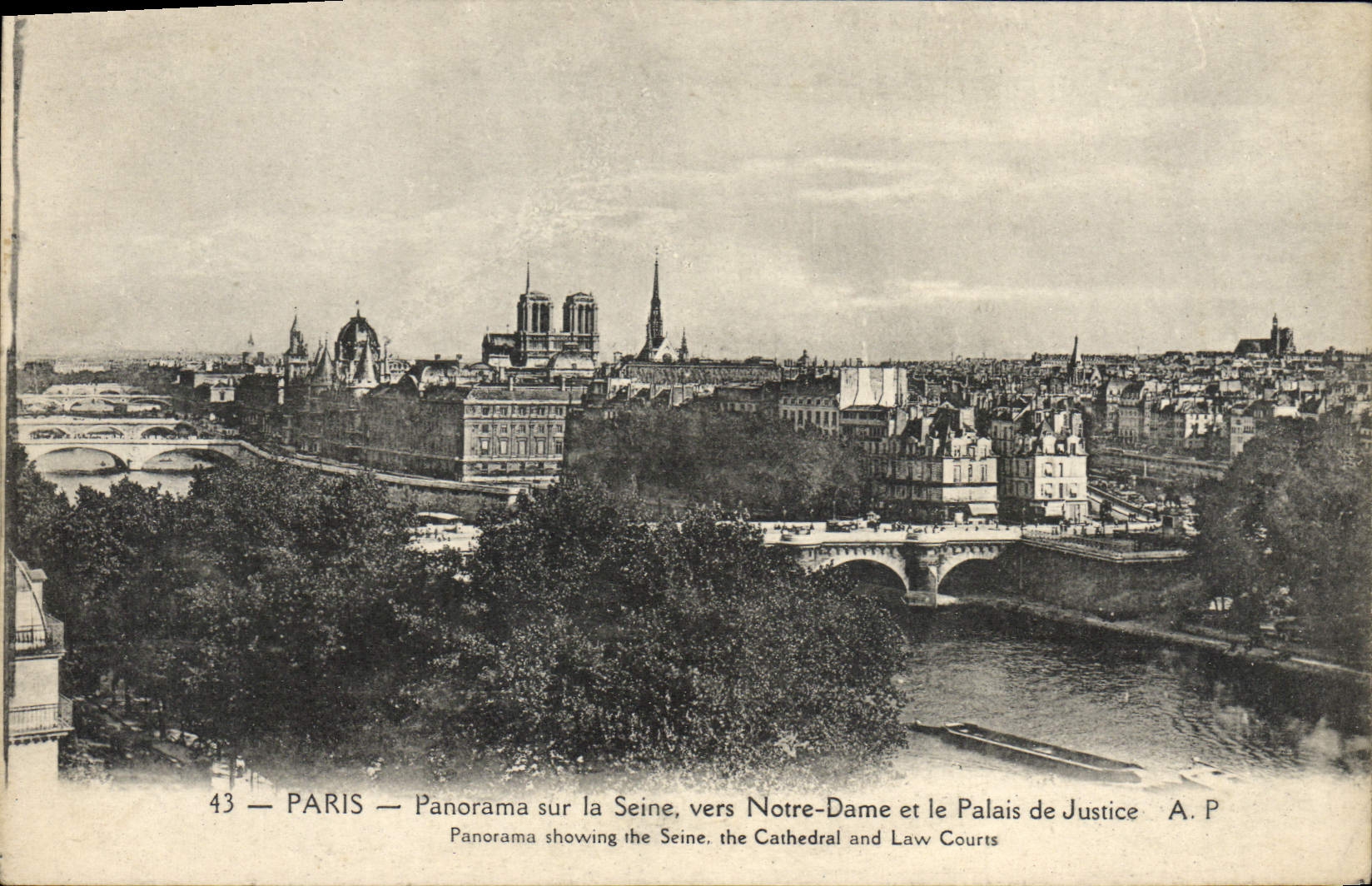 CPA Paris Panorama sur la Seine Vers Notre Dame et le Palais de Justice 