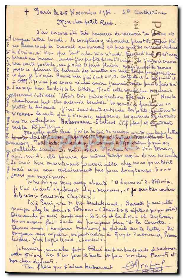 CPA Paris en Flanant Carrefour Richelieu Drouot Le boulevard Montmartre Royal Haussman Maison du Cafe — Rückseite