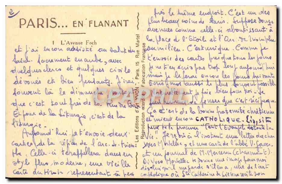 CPA Paris en Flanant L'Avenue Foch  — Rückseite