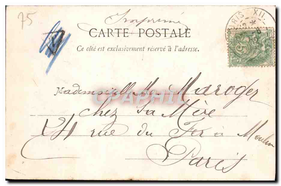 CPA Paris La Bourse — Rückseite