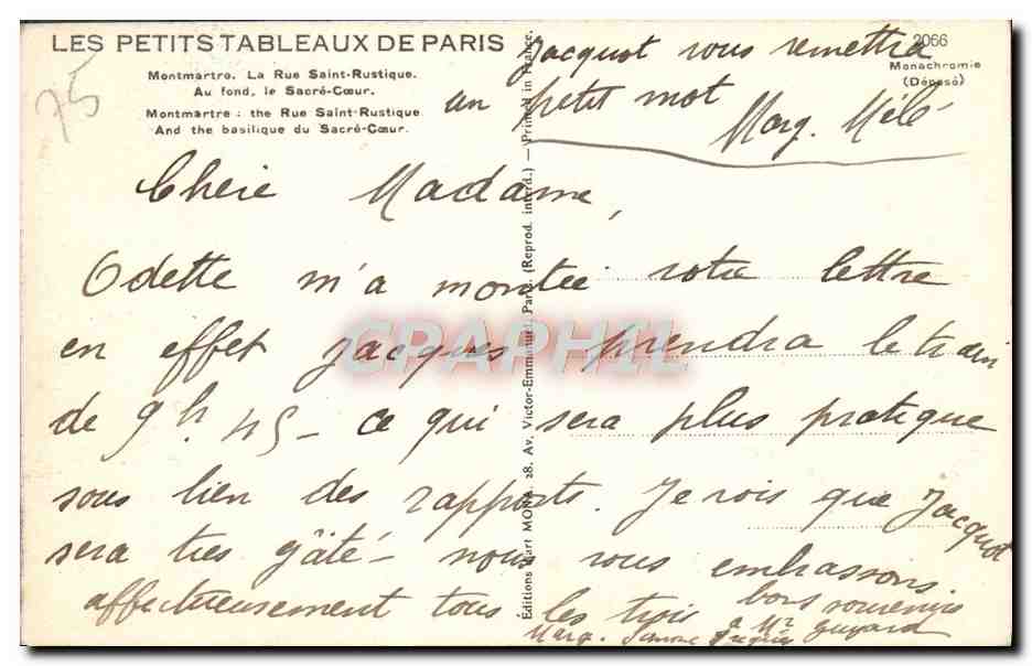 Montmartre — Rue Saint-Rustique avec le Sacré-Cœur — Monag — Rückseite