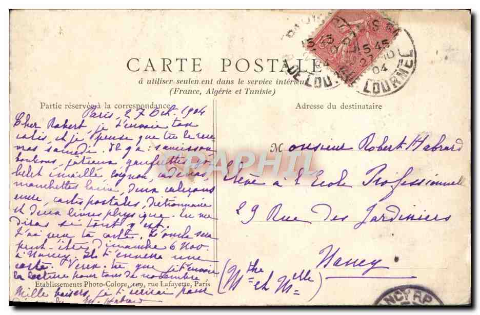 CPA Paris L'obelisque — Rückseite