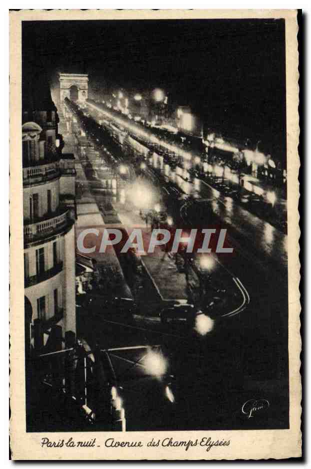 CPA Paris La Nuit Avenue Des Champs Elysees