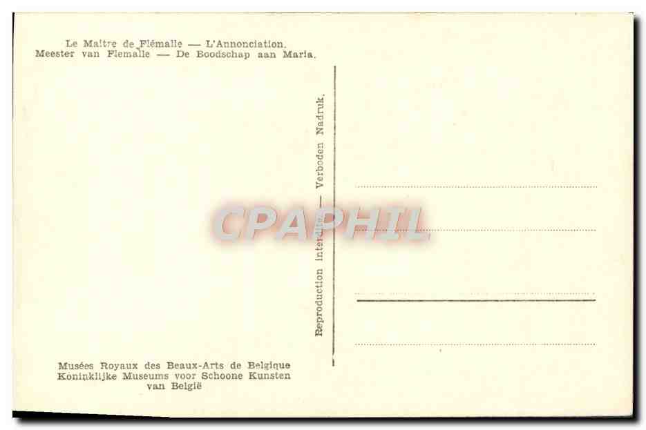 CPA Le Maitre De Flemalle L'annonciation Musees royaux des Beaux Arts de Belgique — Verso