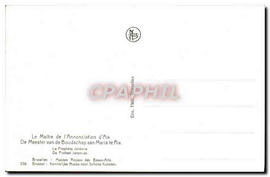 Le Maître de l'Annonciation d'Aix — Le Prophète Jérémie — Éditeur Thill, Bruxelles, n° 536 — Verso