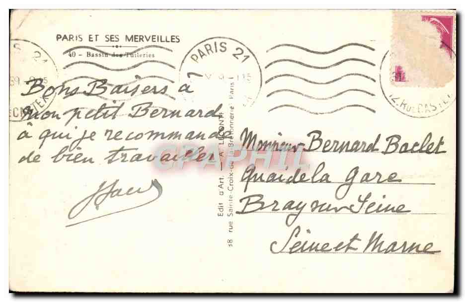 CPM Paris Et Ses Merveilles Bassin des Tuileries — Verso