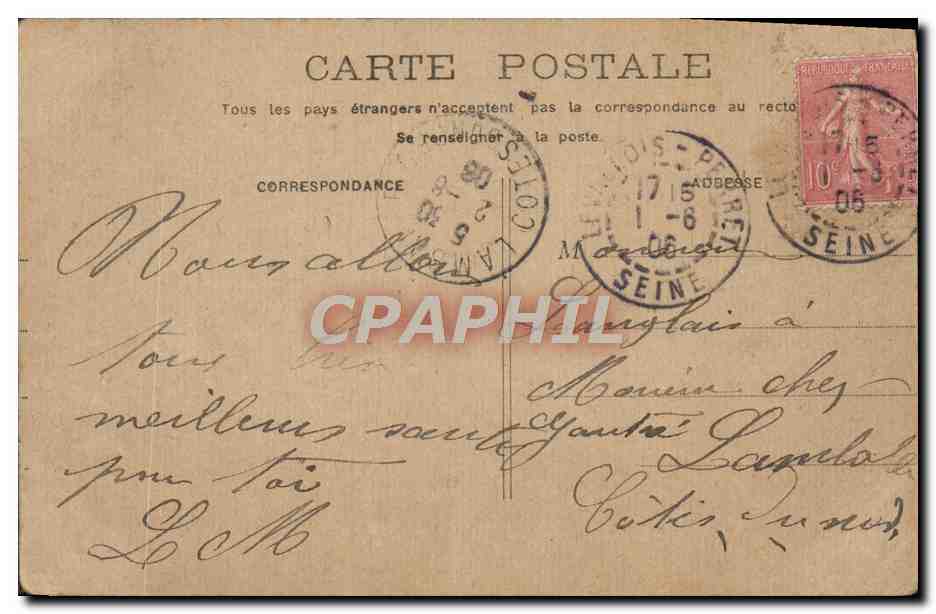 CPA Paris les Buttes Chaumont — Verso