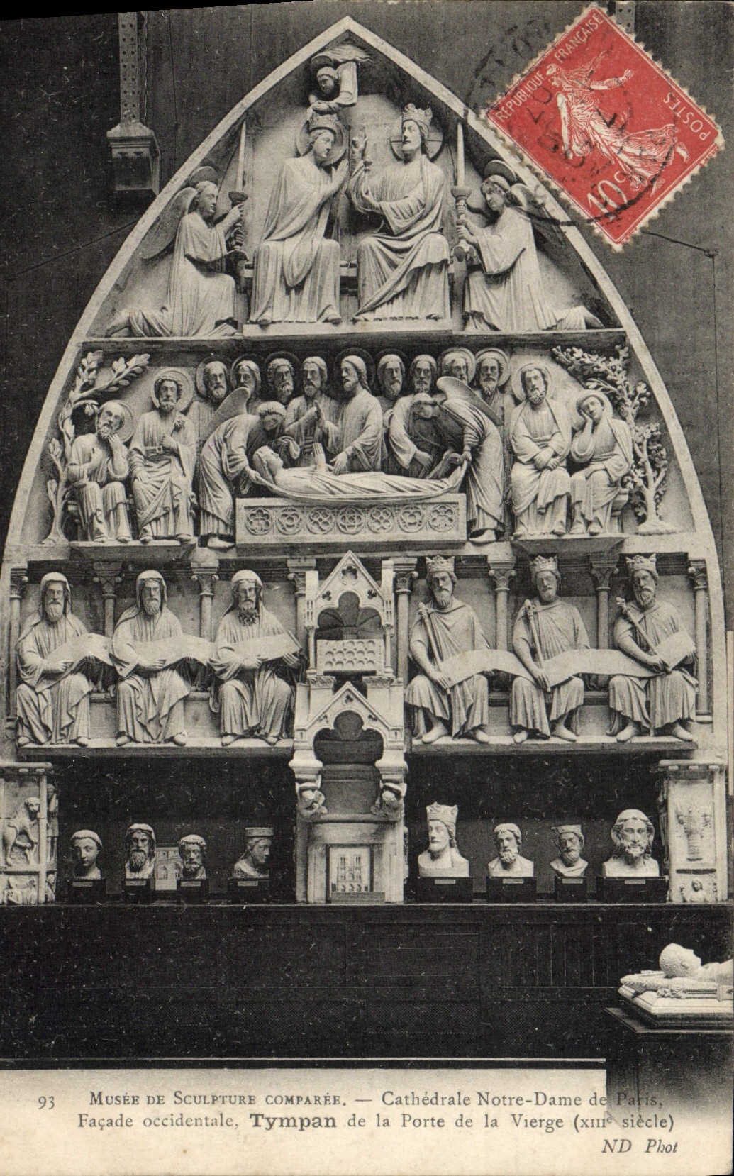 CPA Paris Cathedrale Notre Dame Tympan de la porte de la vierge