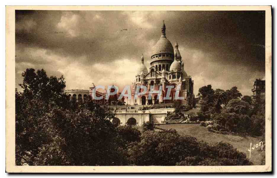 Tarjeta postal antigua París Basílica del Sagrado Corazón de Montmartre