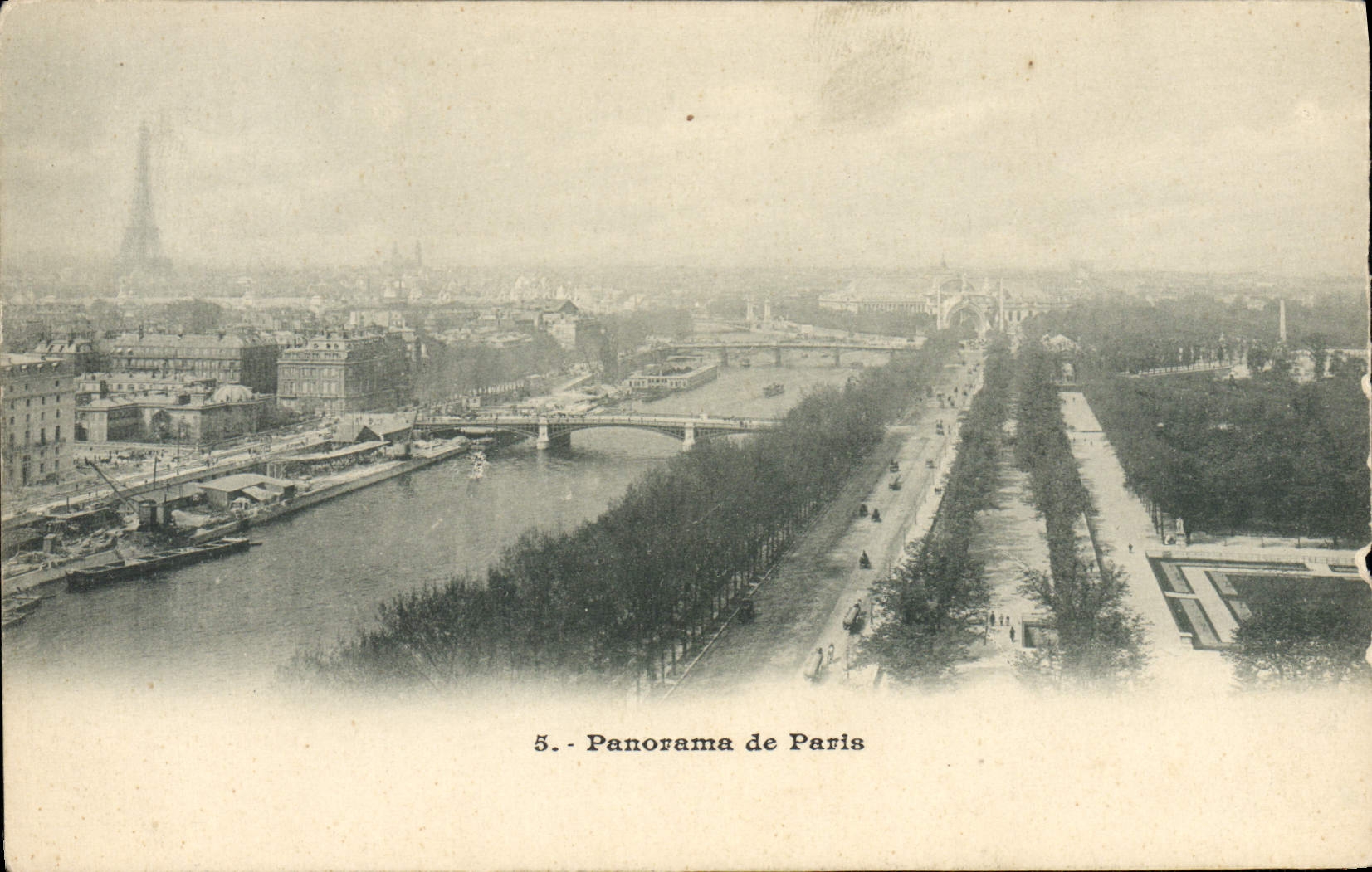Panorama de Paris — vue sur la Seine et la Tour Eiffel — éditeur inconnu, n°5