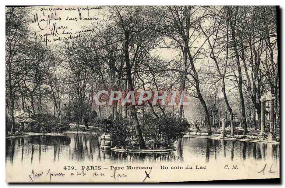 CPA Paris Parc Monceau Un Coin Du Lac