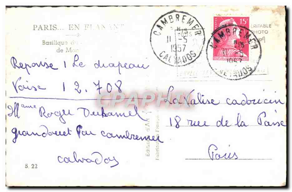 Basilique du Sacré-Cœur — Paris — Éditions d'Art Cambremez — Rückseite