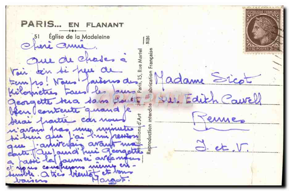 CPM Paris En Flanant Eglise De La Madeleine — Rückseite