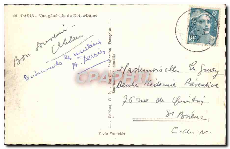 CPM Paris Vue Generale De Notre Dame — Verso