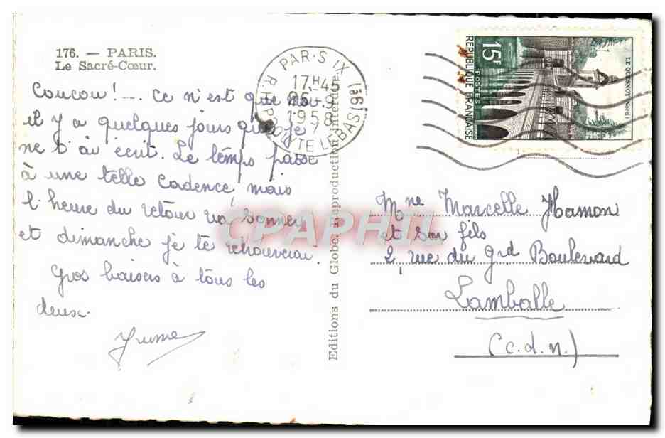CPM Paris Le Sacre Coeur — Rückseite