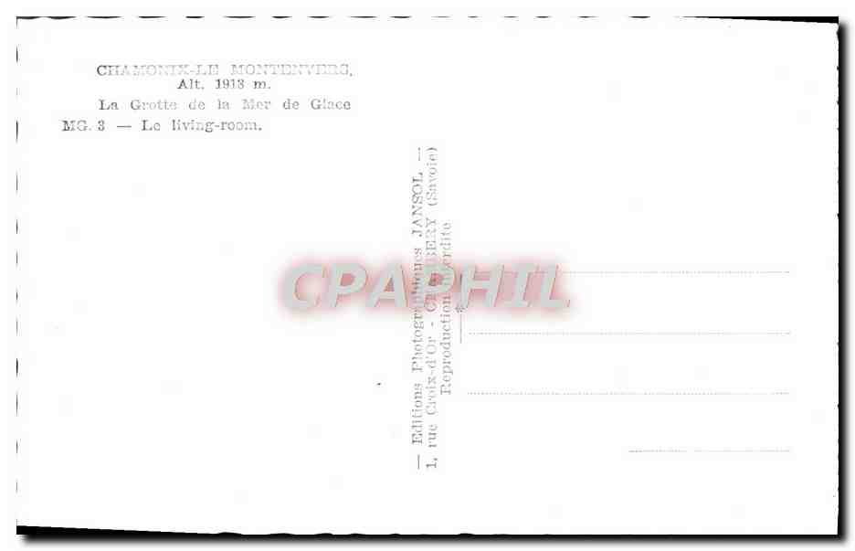 CPM Chamonix Le Montenvers Ait La Grotte De La Mer De Glace Le living room — Verso