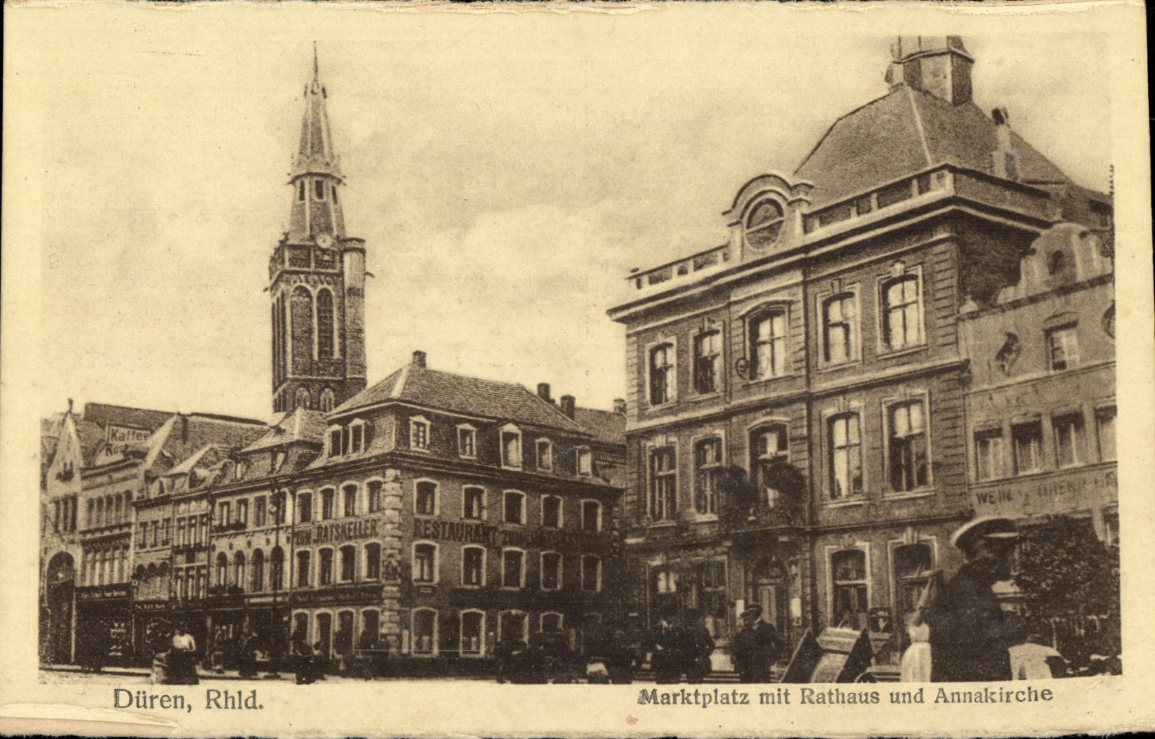 CPA Duren Rhld Marktplatz Mit Rathaus Und Annakirche