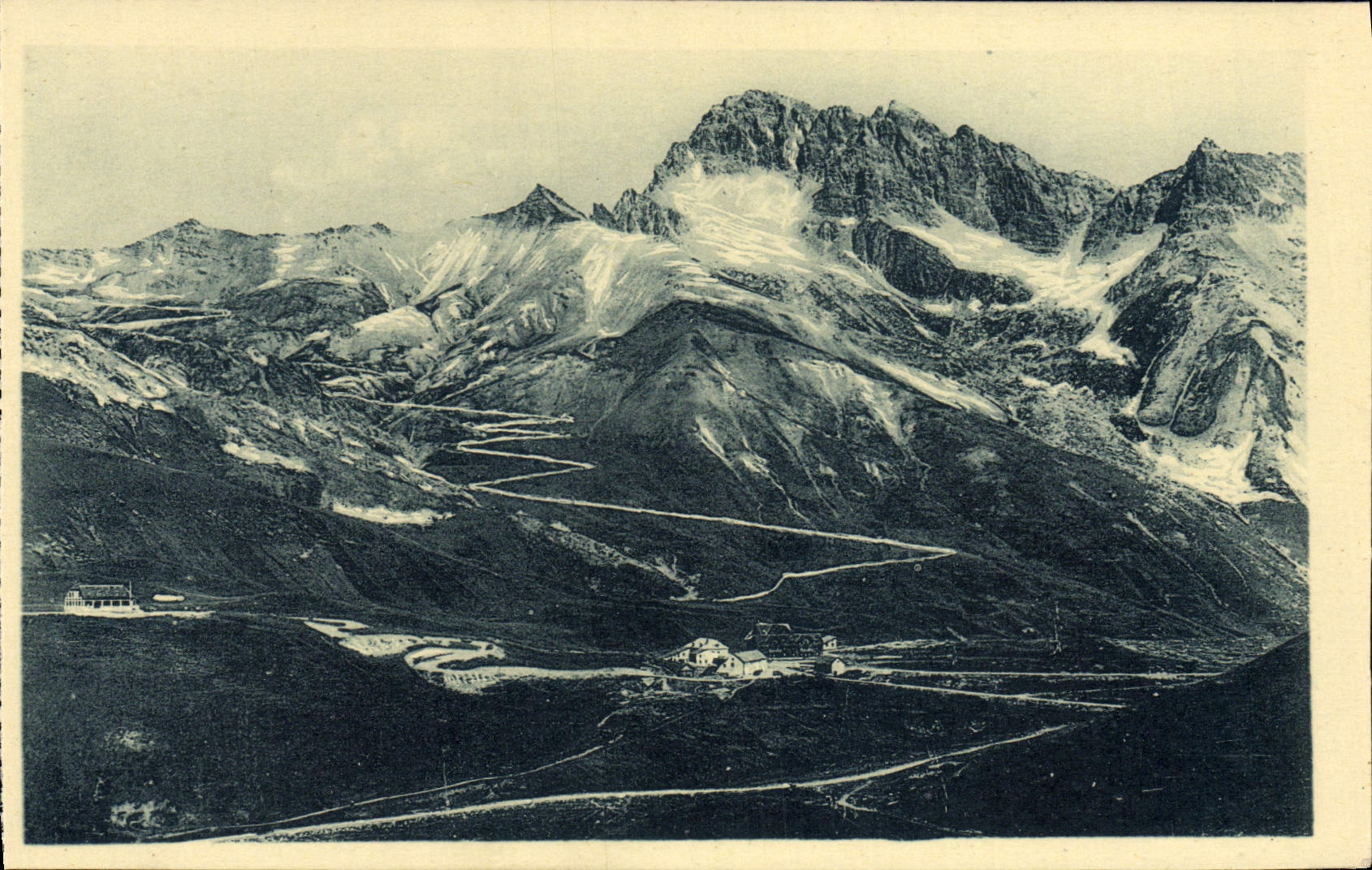 Dauphiné - COL du LAUTARET — Les lacets du Galibier et la roche du Grand Galibier (3229 m) — « Paysages » - Dauphiné