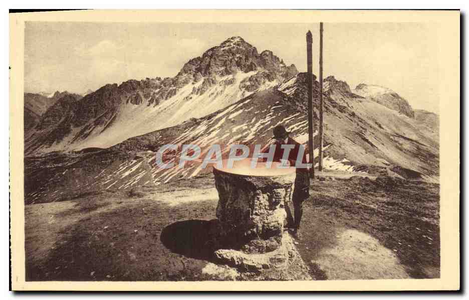 CPA Dauphine Lautaret Ses Environs La table d'orientation du Galibier et le grand Galibier