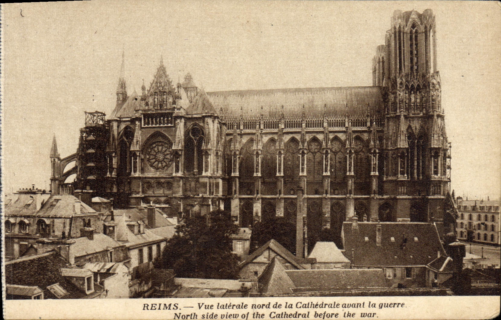 CPA Reims Vue Laterale Nord De La Cathedrale Avant La Guerre