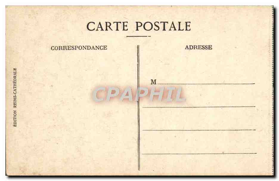 CPA Reims La Place Des Marches Apres La Guerre Militaria — Verso